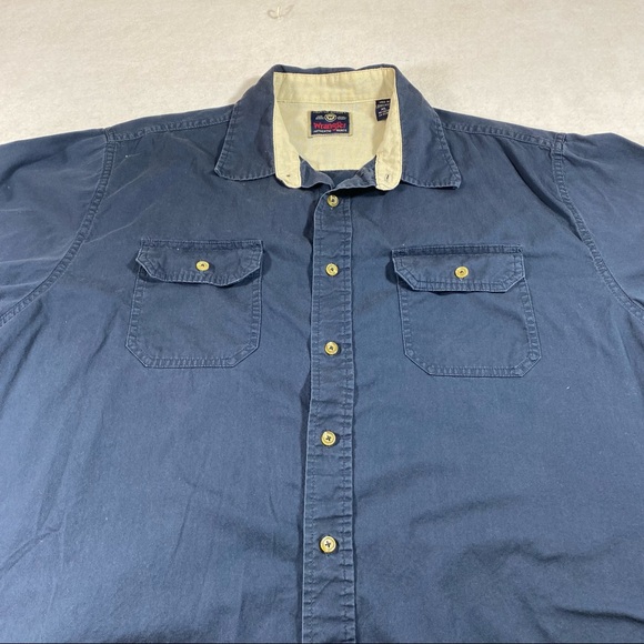 Wrangler Men’s Button Down Shirt XLG Blue Short Sleeve Casual Button Down Shirt - Picture 2 of 7